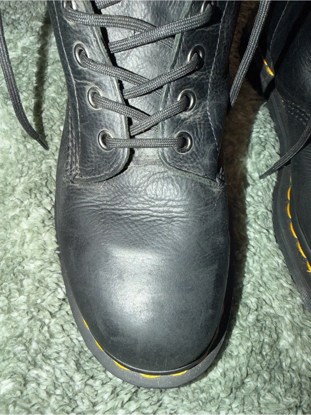 Dr. Martens Men’s Size 9 Leather AIR WARE Bouncing Soles Boots Yellow Stitching